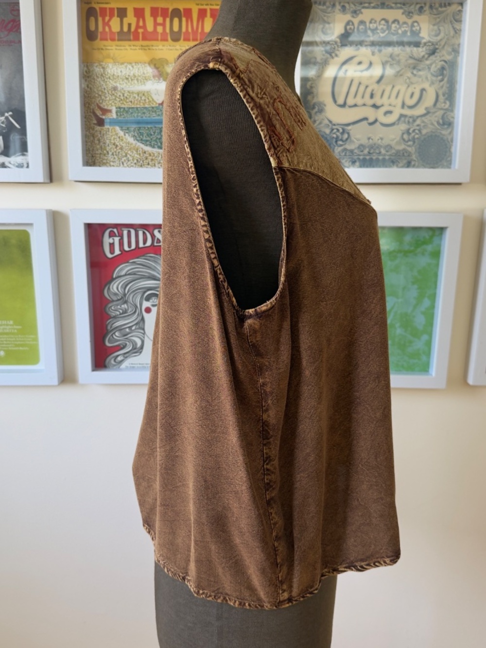 Vintage 90s Brown Boho Patchwork Tank | Festival | Earthy Cottagecore Indie - Picture 3 of 7